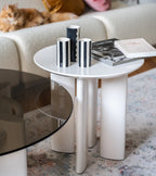 Cream white lacquered beech wood side table