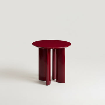 Burgundy lacquered beech wood side table