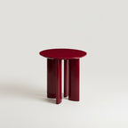 Burgundy lacquered beech wood side table