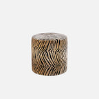 Tiger velvet round footstool