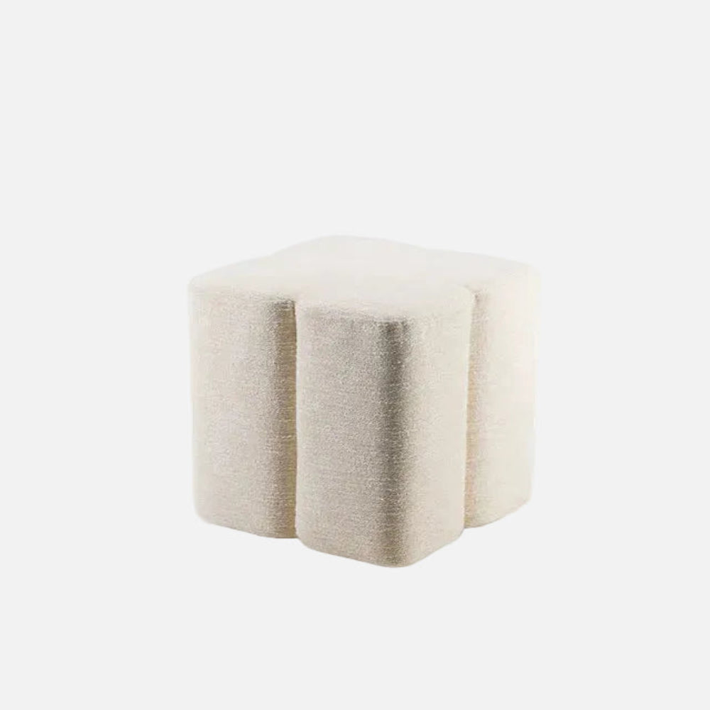 Fiori Pouf in Cream Woven Fabric