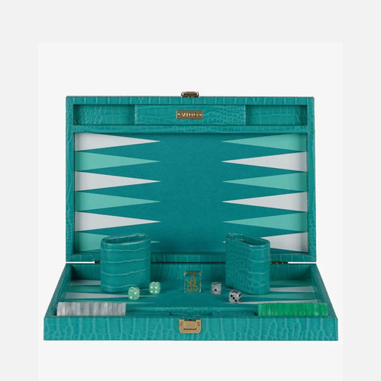 Teal Alligator Medium Backgammon