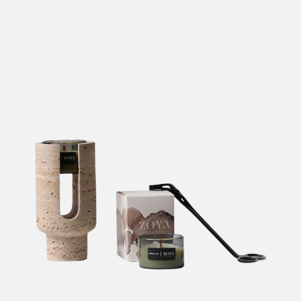 مجموعة حاملات الشموع المعطرة من الترافرتين