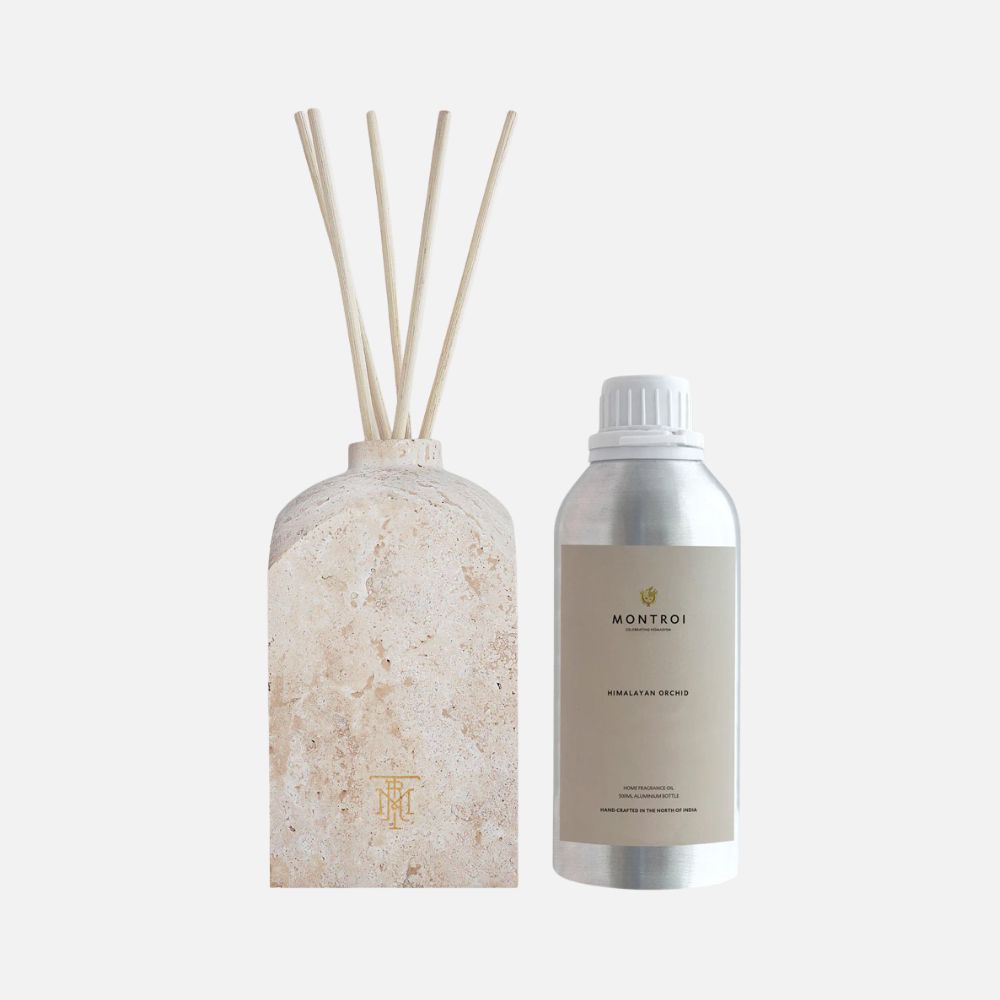 Tribal Oud Reed Diffuser – Portoro Gold Marble Vessel (500 ml)