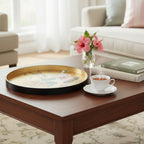 Tropical Floral Lacquered Wooden Tray – 35 cm