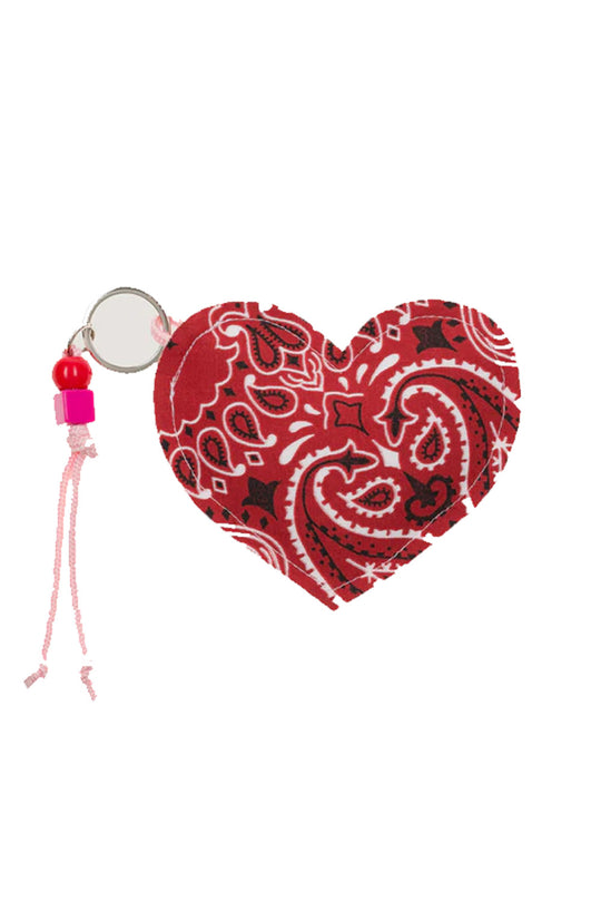 Porte-Cles-Coeur- vintage red/pale pink