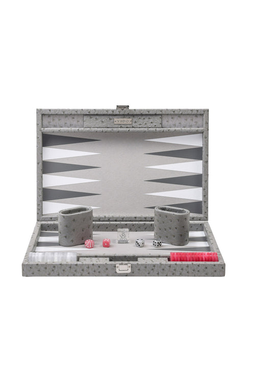 VIDO-Grey Ostrich Medium Backgammon for Celebrate__x0026__Gift