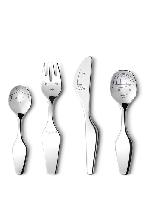 GJ Alfredo Twist Family Cutlery Stainless Steel Mirror 4 Pcs for Celebrate__x0026__Gift