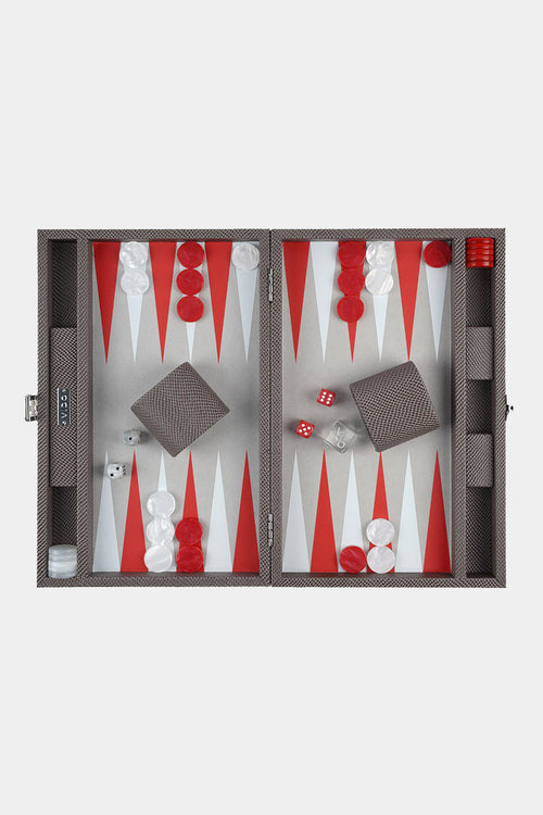VIDO-Taupe Grey Snake Medium Backgammon