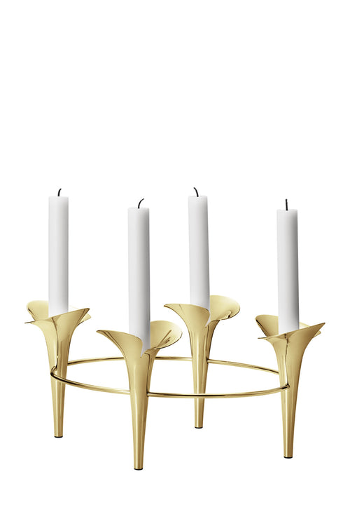 GJ Bloom Botanica Taper Candleholder, 4 Candles, Gold for Celebrate__x0026__Gift