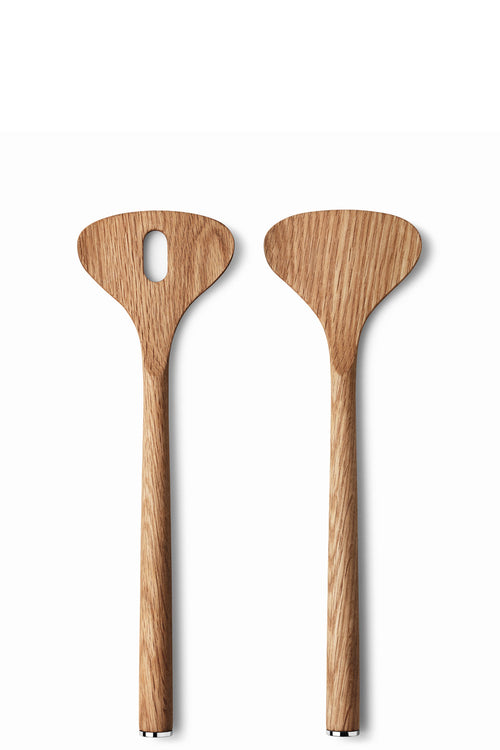 ALFREDO salad servers, oak wood