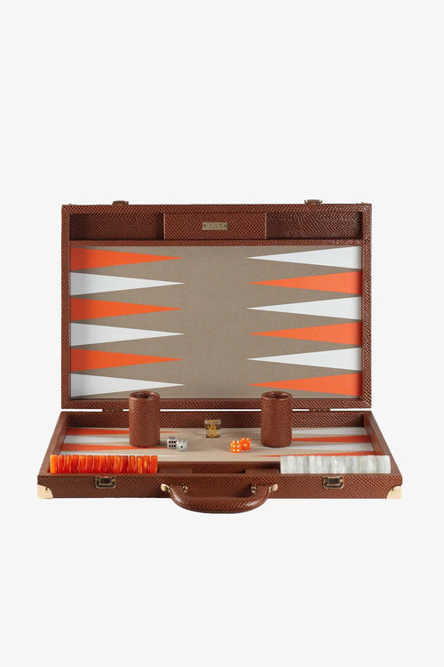 Brown Snake Large Backgammon Vegan Leather Large Set | 20 inch - 51 cm