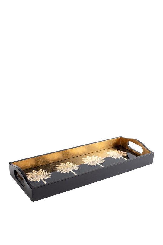 Caspari Bar tray-Black Grand palms