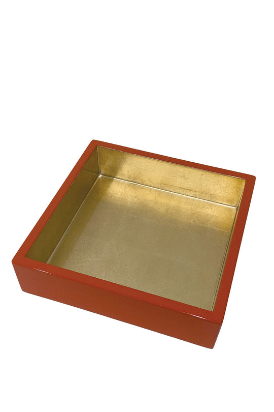 Coral With Gold Lacquer Luncheon Napkin Holders