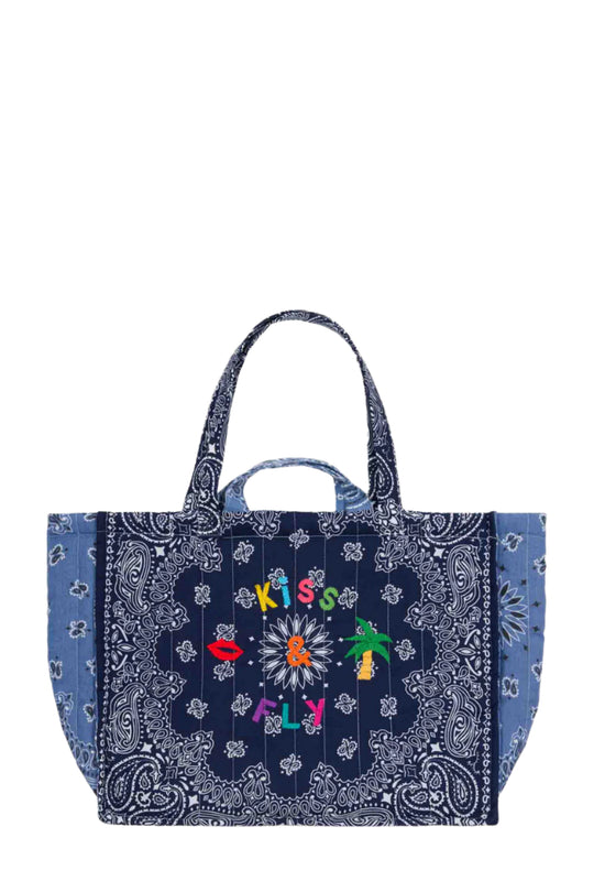 Call It Maxi Cabas Matelassé - Kiss & Fly Navy/ Chambray Tote Bag