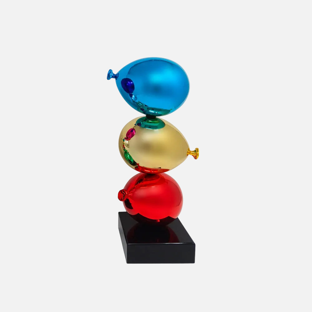 Zen Balloons Sculpture, Blue, Gold & Red, 30cm