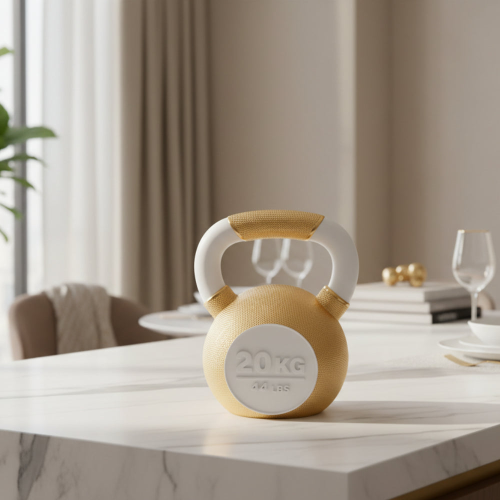 Gold Fitness Sculpture, White & Gold