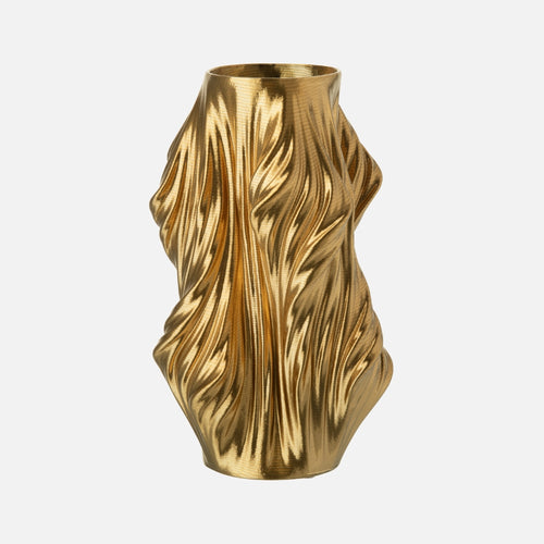 Large 3D Printed Irregular Sculptural Porcelain Vase – Gold