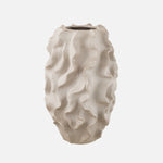 Abstract Waves Porcelain Vase – Large Beige Sculptural Accent