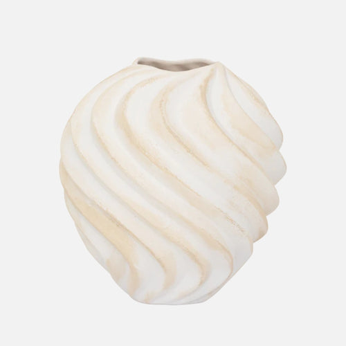 Ribbed Handmade Ceramic Vase – Sand