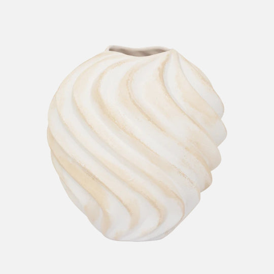 Ribbed Handmade Ceramic Vase – Sand