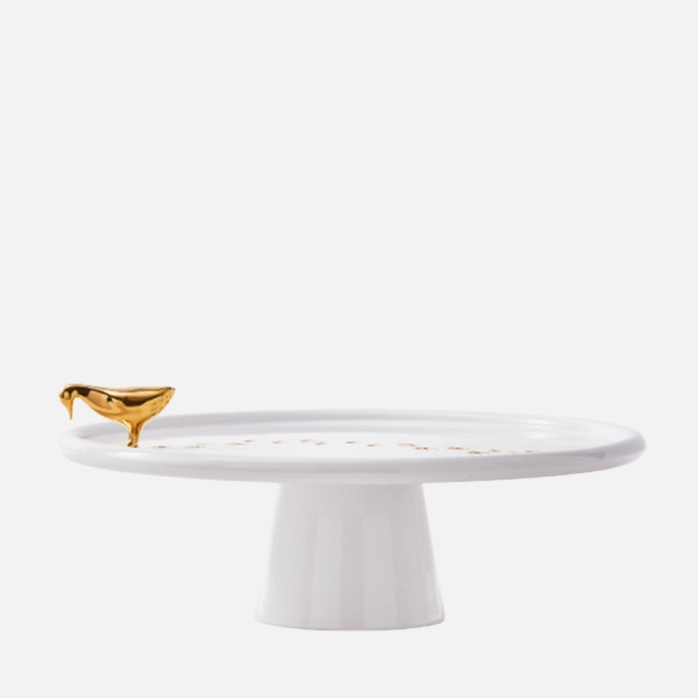 Walking Duck Plate – White/Gold Ceramic Serveware