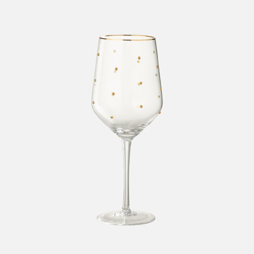Gold Dotted Wine Glass – Transparent Luxury Glassware (550ml)