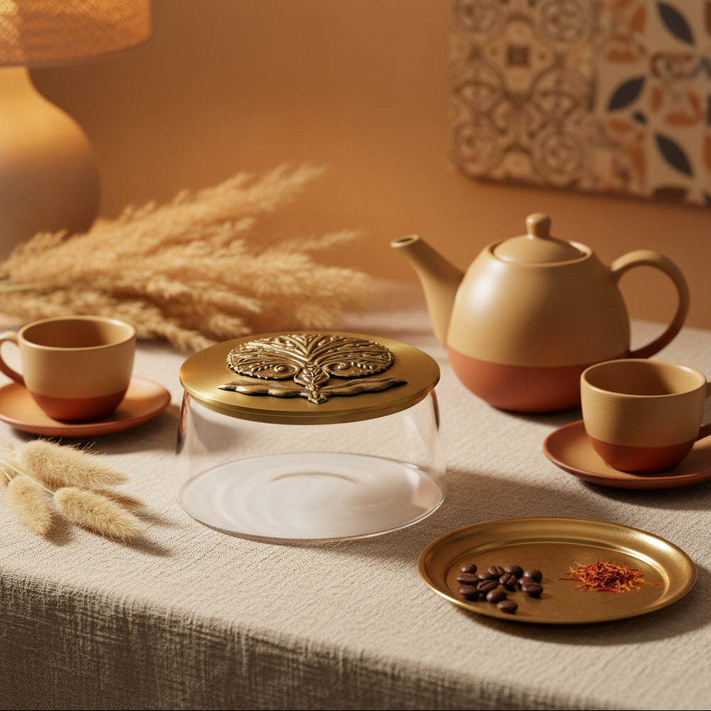 Candy Jar – Embossed Flower (Sahara Rose), Large (L)