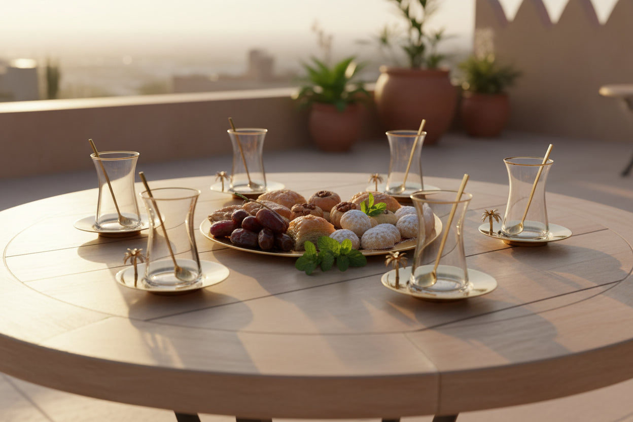 3D Gold Palm Espresso Cups with Gold Saucer – Set of 6