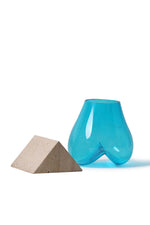 Travertine Marble Base with Melted Glass