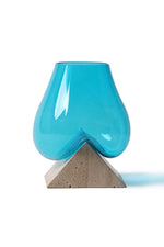 Travertine Marble Base with Melted Glass