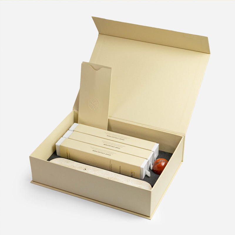 Ghaf Incense Set - Red Jasper Edition with 2 Incense: Citrus Patchouli and Blush Peony for Home