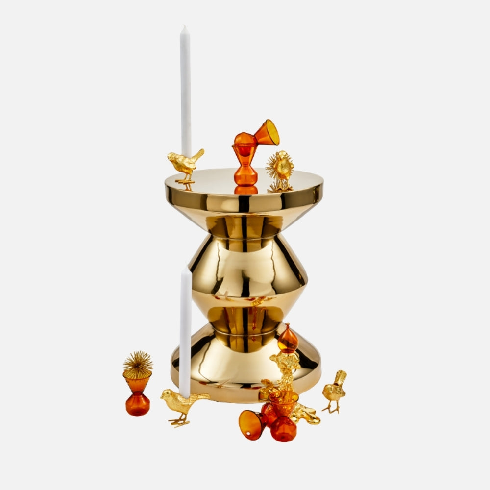 Zig Zag Metal Stool – Gold Side Table