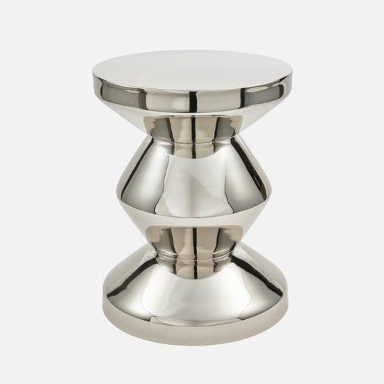 Pols Zig Zag Metal Stool – Silver Side Table