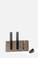 Travertine Marble Base with Glass Tubes