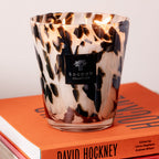 Baobab Collection Pearls Black 7-wick scented candle in mouth-blown glass, 6.5kg, styled in a room setting 3