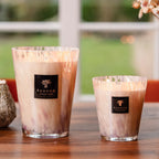Baobab Collection Pearls White 5-wick scented candle in mouth-blown glass, 3kg, styled in a room setting (2)