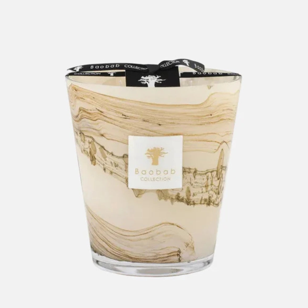 Baobab Collection Sand Siloli 4-wick scented candle in mouth-blown glass, 1.1kg, front view (2)
