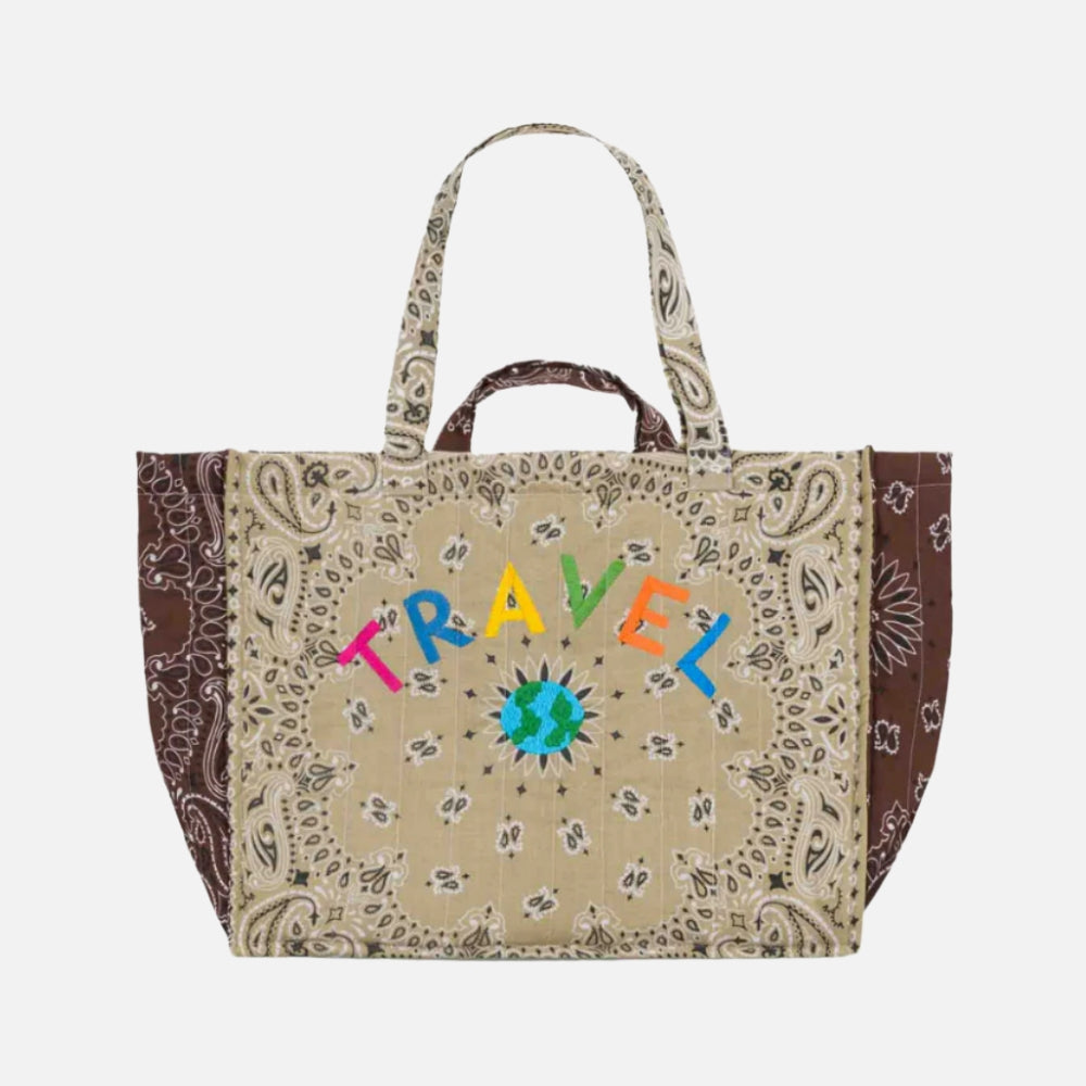 Travel Mapmonde Maxi Cabas Tote, Beige