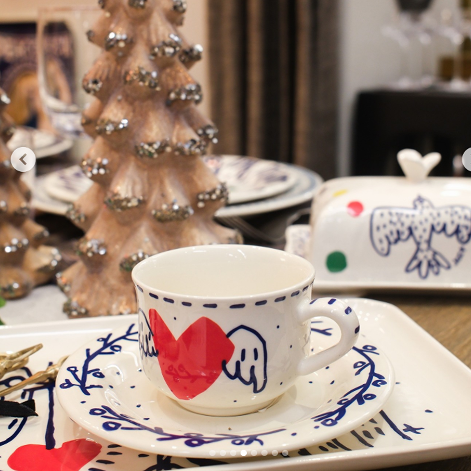 طقم من فنجانين قهوة وصحن - L'Archipel Sentimental