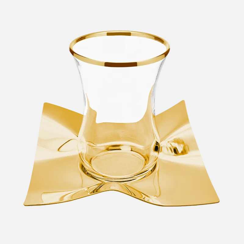 Carissa Istikana Tea Cup, Gold, Set of 6