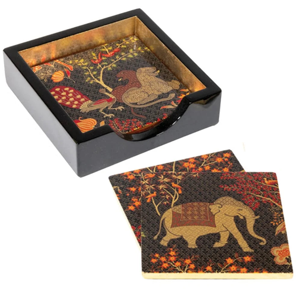 Lacquer Coaster Set in “Le Jardin” Design