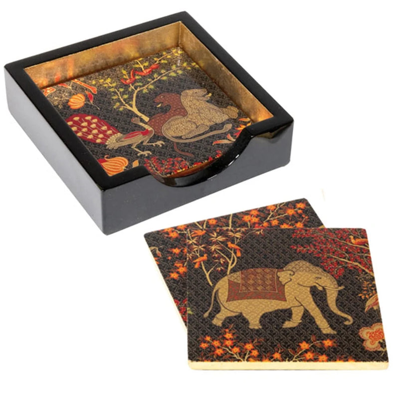 Lacquer Coaster Set in “Le Jardin” Design