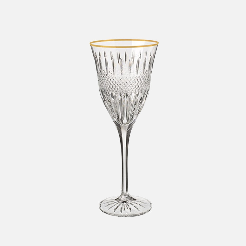 Almas Gold Rim Crystal Wine Glass, 20cm