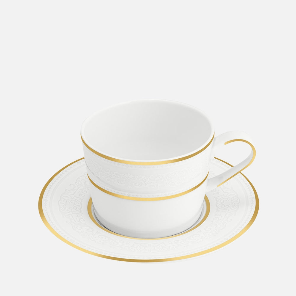 Opera White Tea Cup & Saucer, 230ml