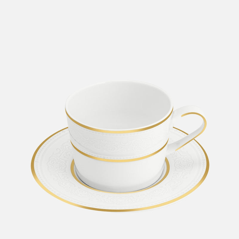 Opera White Tea Cup & Saucer, 230ml