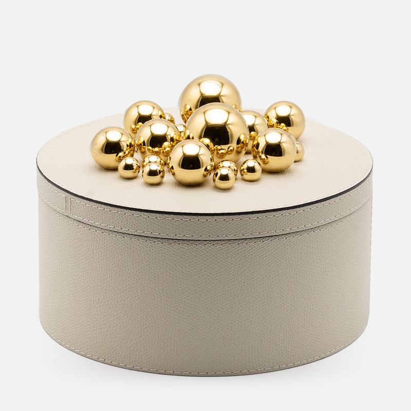 Champagne Sphérades Round Box, Ivory, 18.5cm