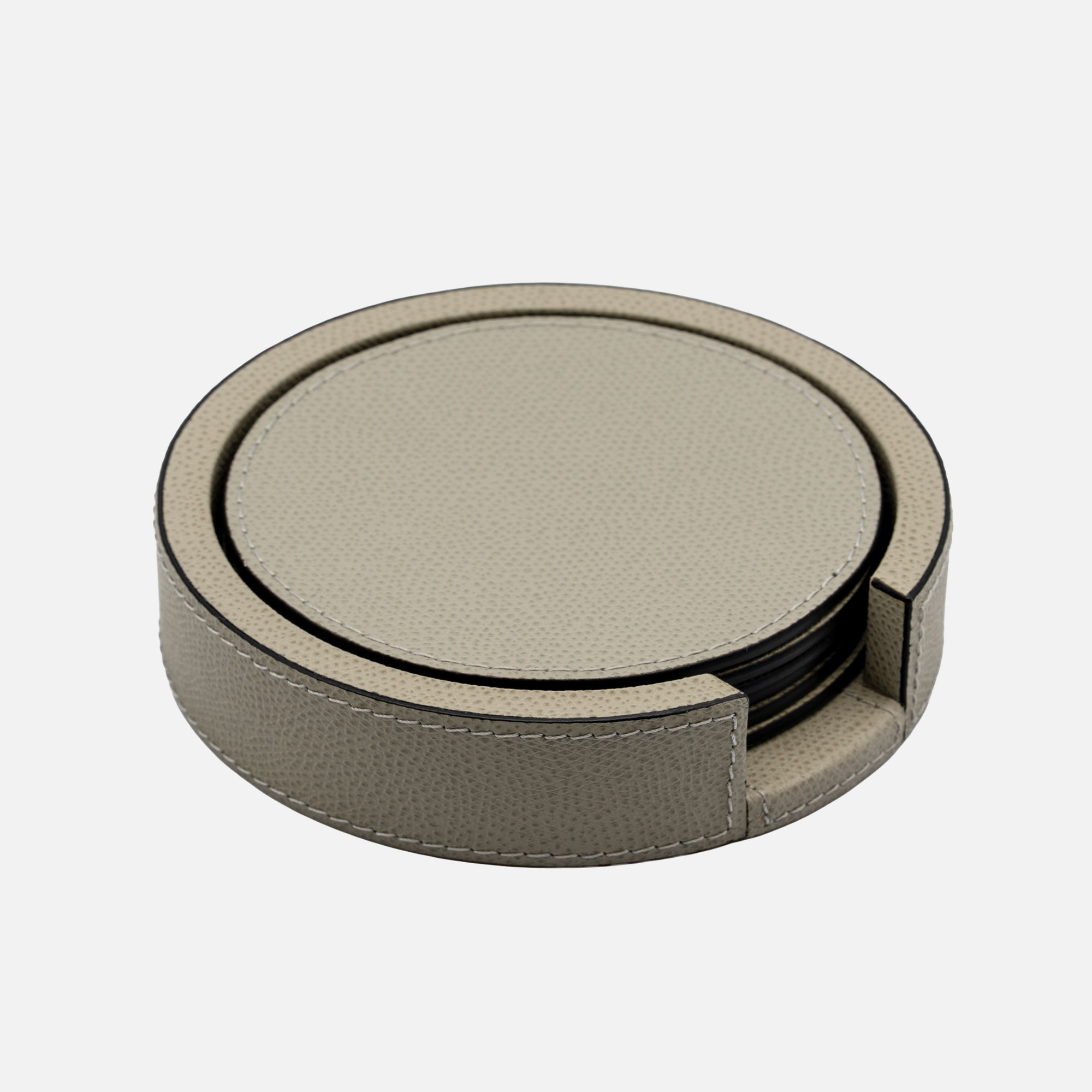 Tao Coaster Holder with 6 Coasters, Beige