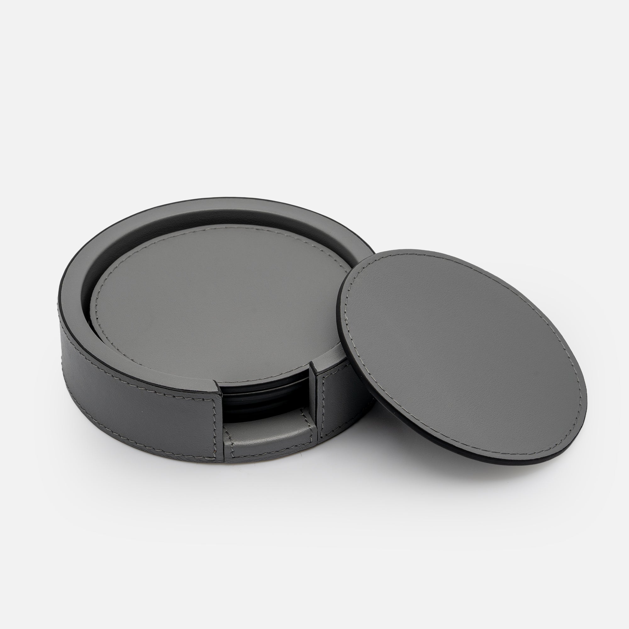 Tao Coaster Holder with 6 Coasters, Grey