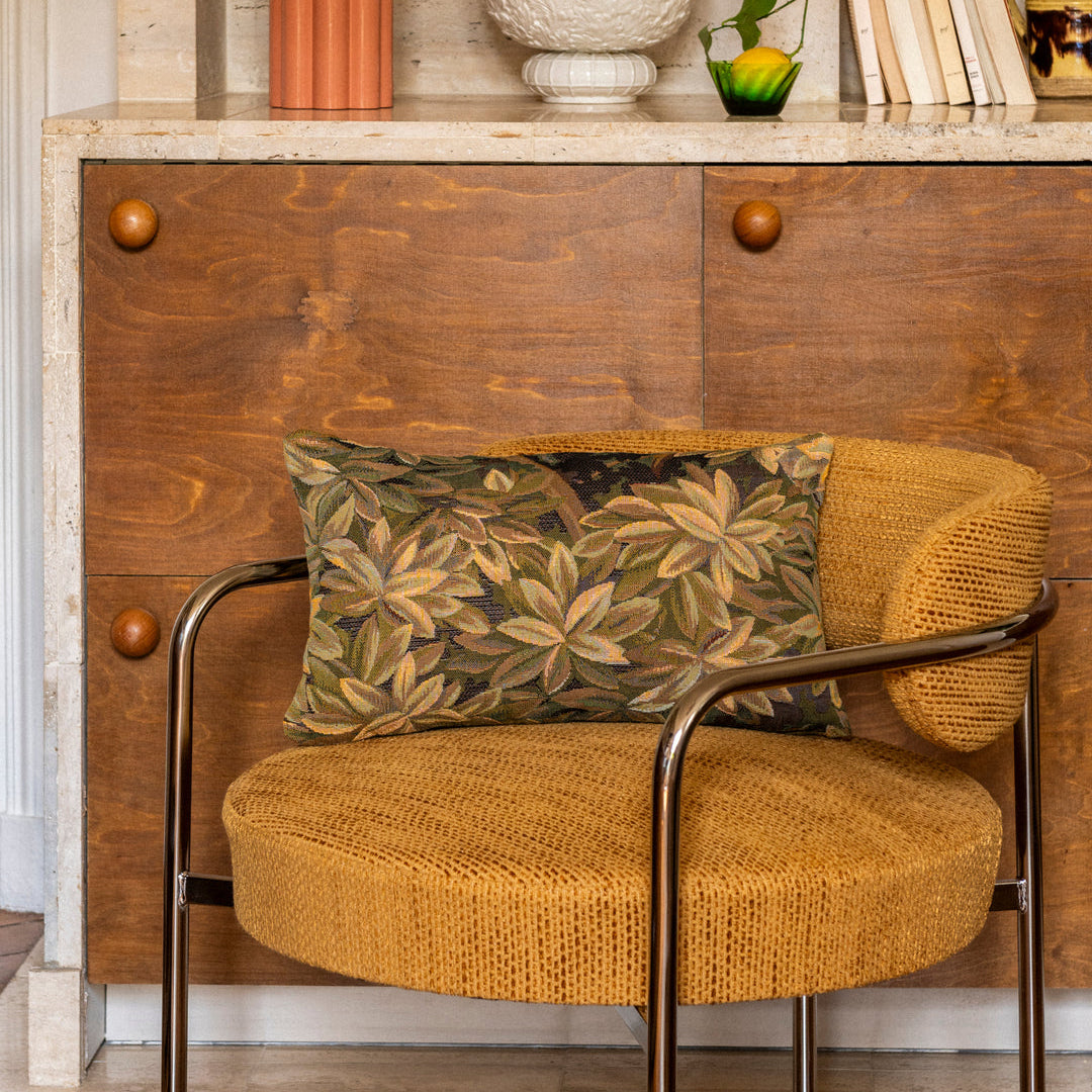 وسادة كارينو من قماش نسيجي بأوراق الشجر الخضراء (50 × 30 سم)